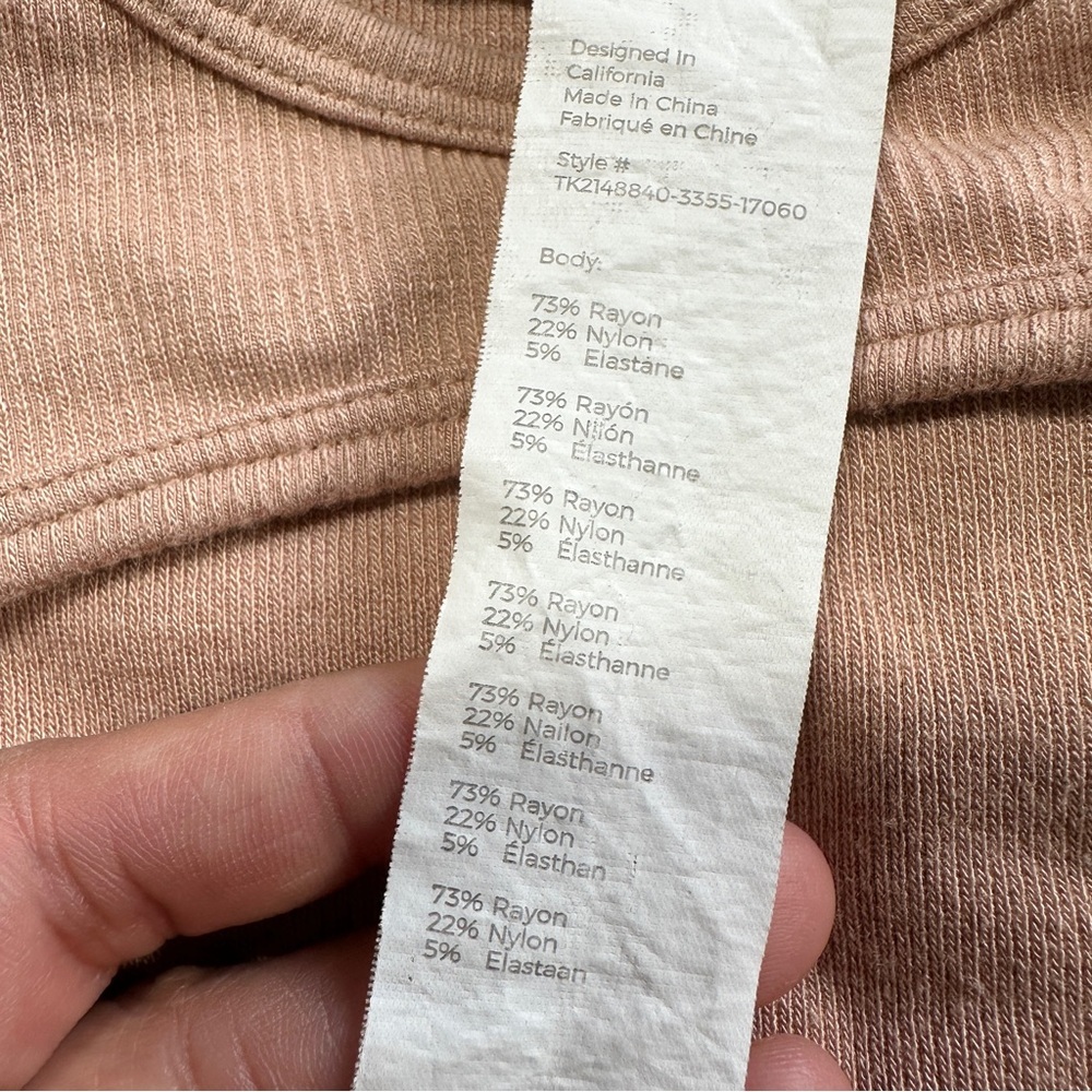 Fabletics Women’s Finely Cutout Seamless Bodysuit Ribbed Shortsleeve Desert XL - Picture 11 of 15
